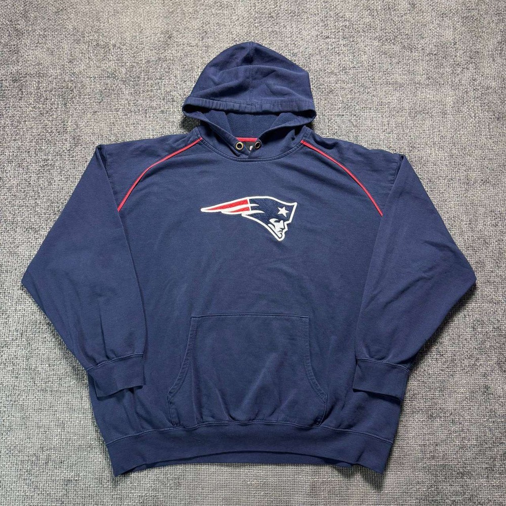 NFL New England Patriots Hoodie Mens 2XL Navy Blue Embroidered Logo Sporty